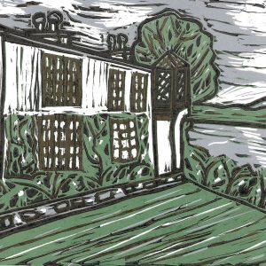 "Brantwoood 1881" - Linocut by Bev Lewis